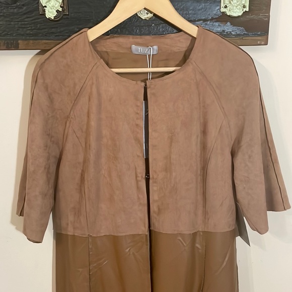 Tuzzi Brown Faux Leather and Suede Long Top Size 8 - Picture 5 of 16
